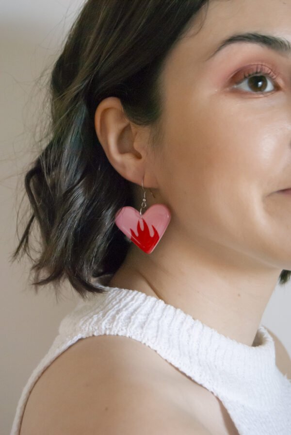 Heart on Fire Earrings - Image 4